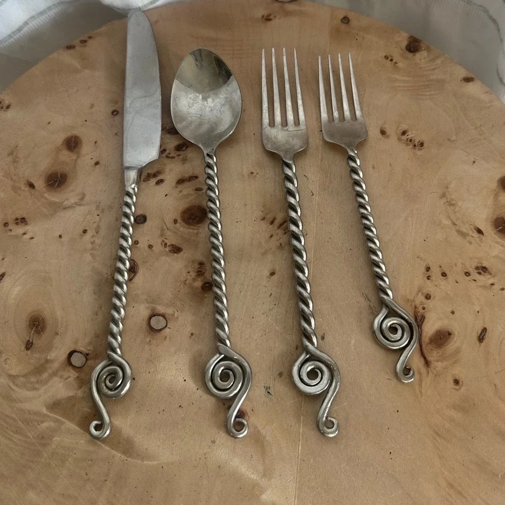 Maroc by World Market Twisted Treble Clef Flatware Set 11 Pieces Stainless Steel